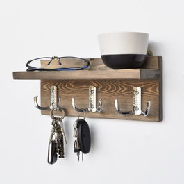 Hanah Home Aa031 Estantería de pared de madera de abeto en nogal